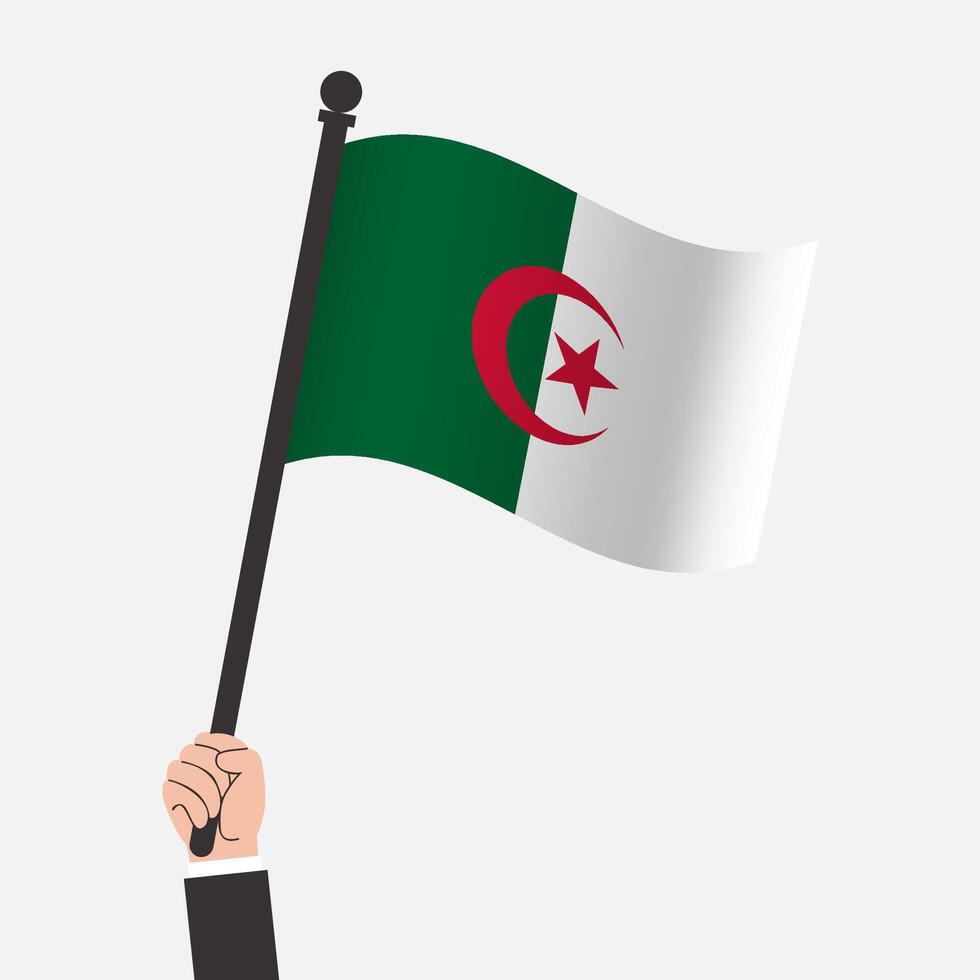 Hand Holding Algeria Waving Flag vector