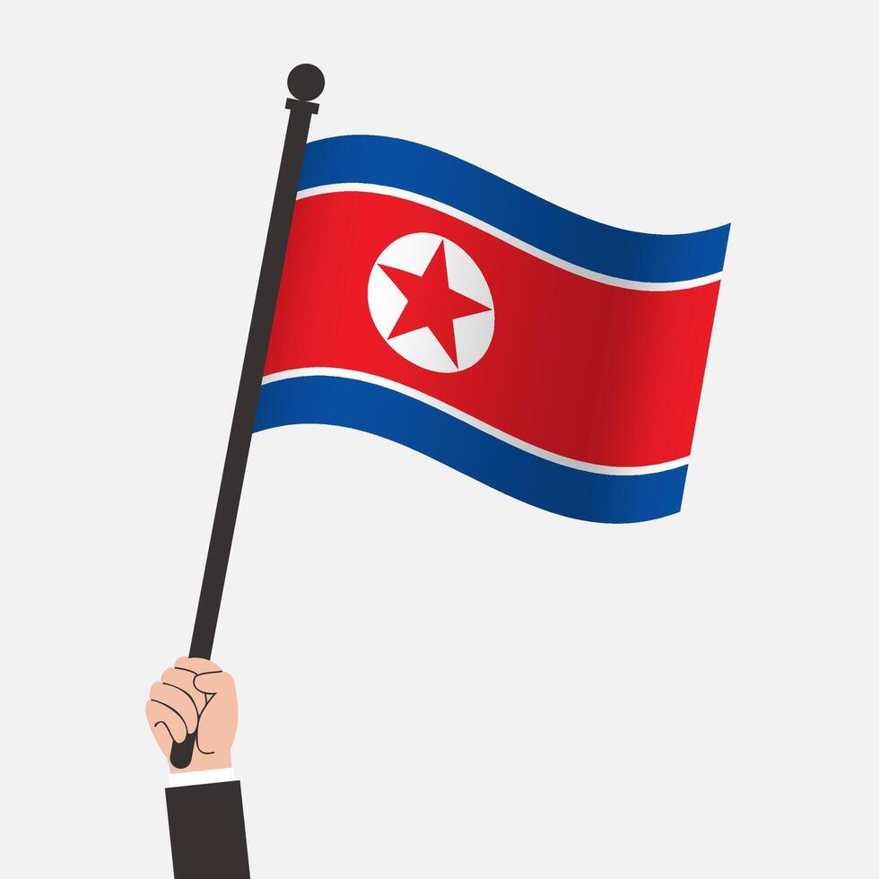 Hand Holding North Korea Waving Flag vector