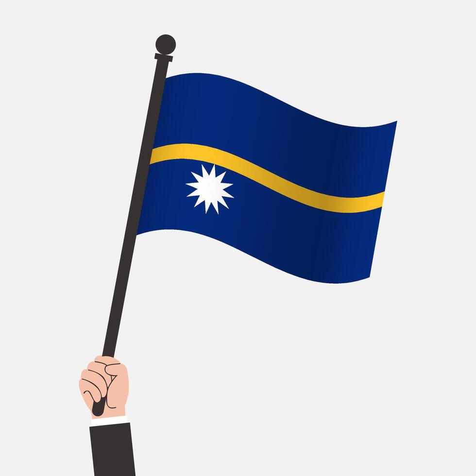 Hand Holding Nauru Waving Flag vector