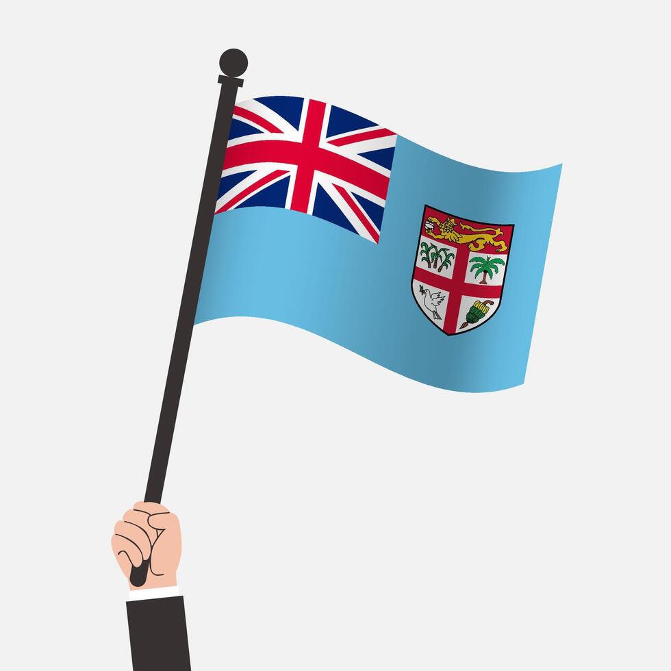 Hand Holding Fiji Waving Flag vector