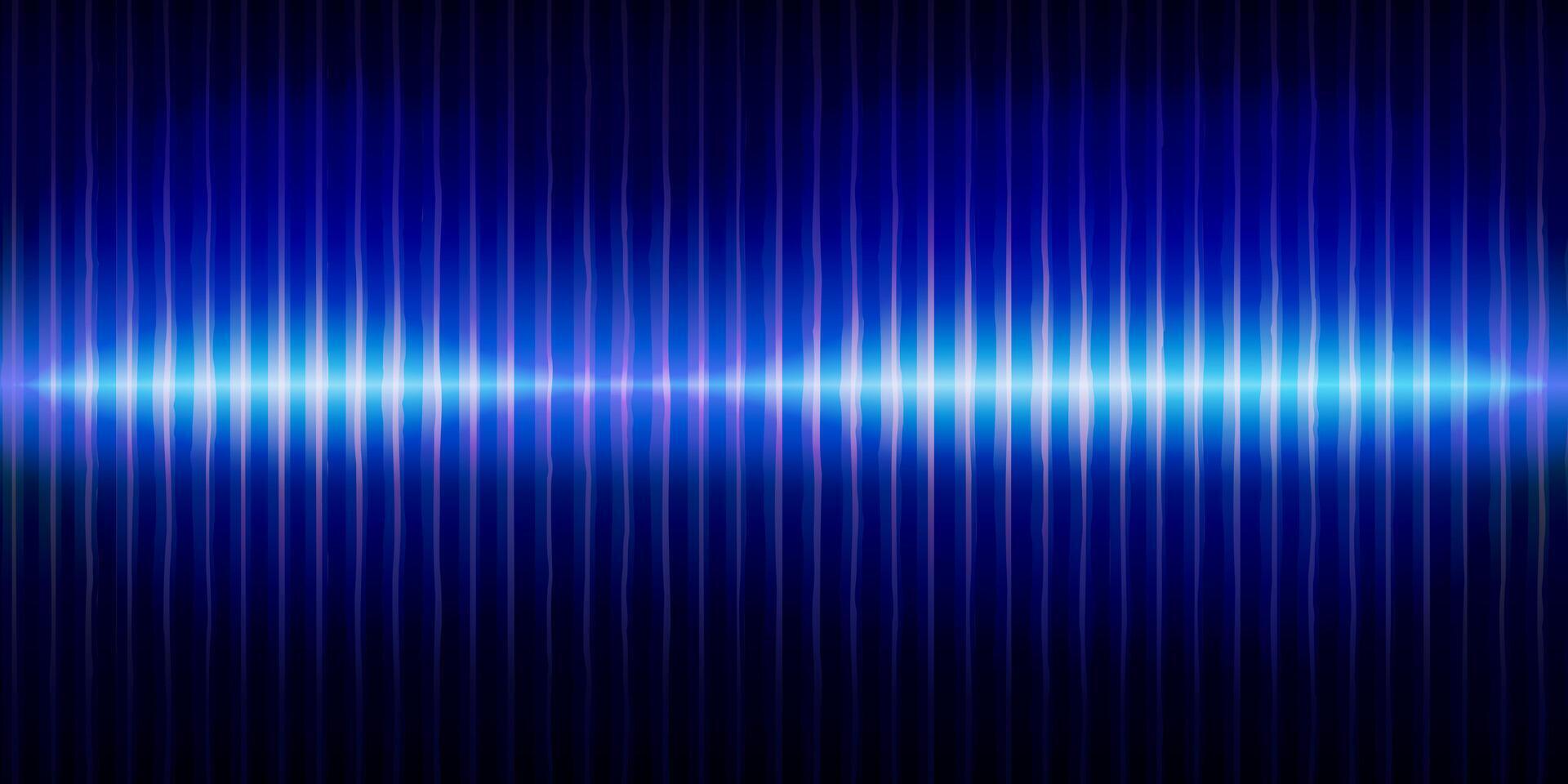 Audio Waveform On Dark Background. Abstract Vertical Sound Wave Audio Signal Spectrum. Template For Poster And Banner Design. vector