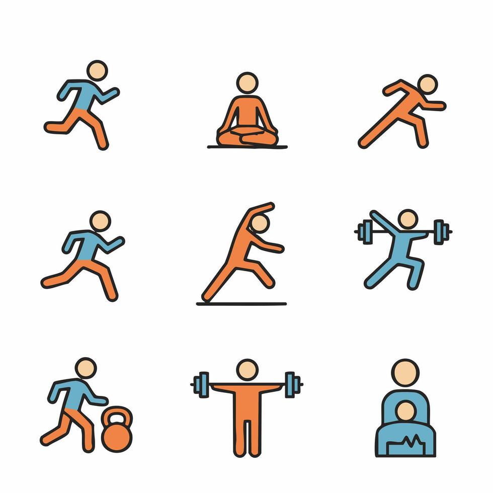 Collection of Exercise Stick Figures vector