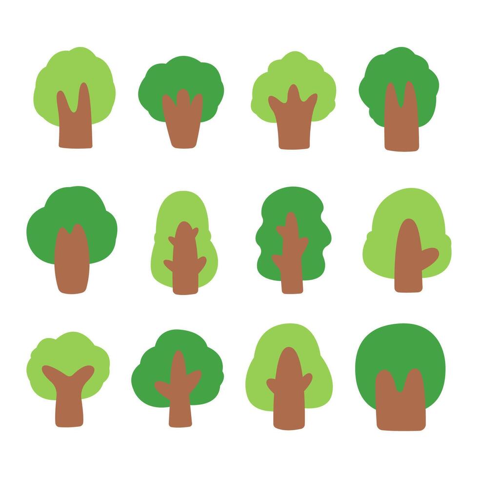 Collection illustrator of trees. tree set isolated on white background vector