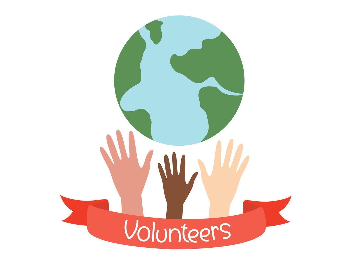 Volunteers logo with hands and earth vector