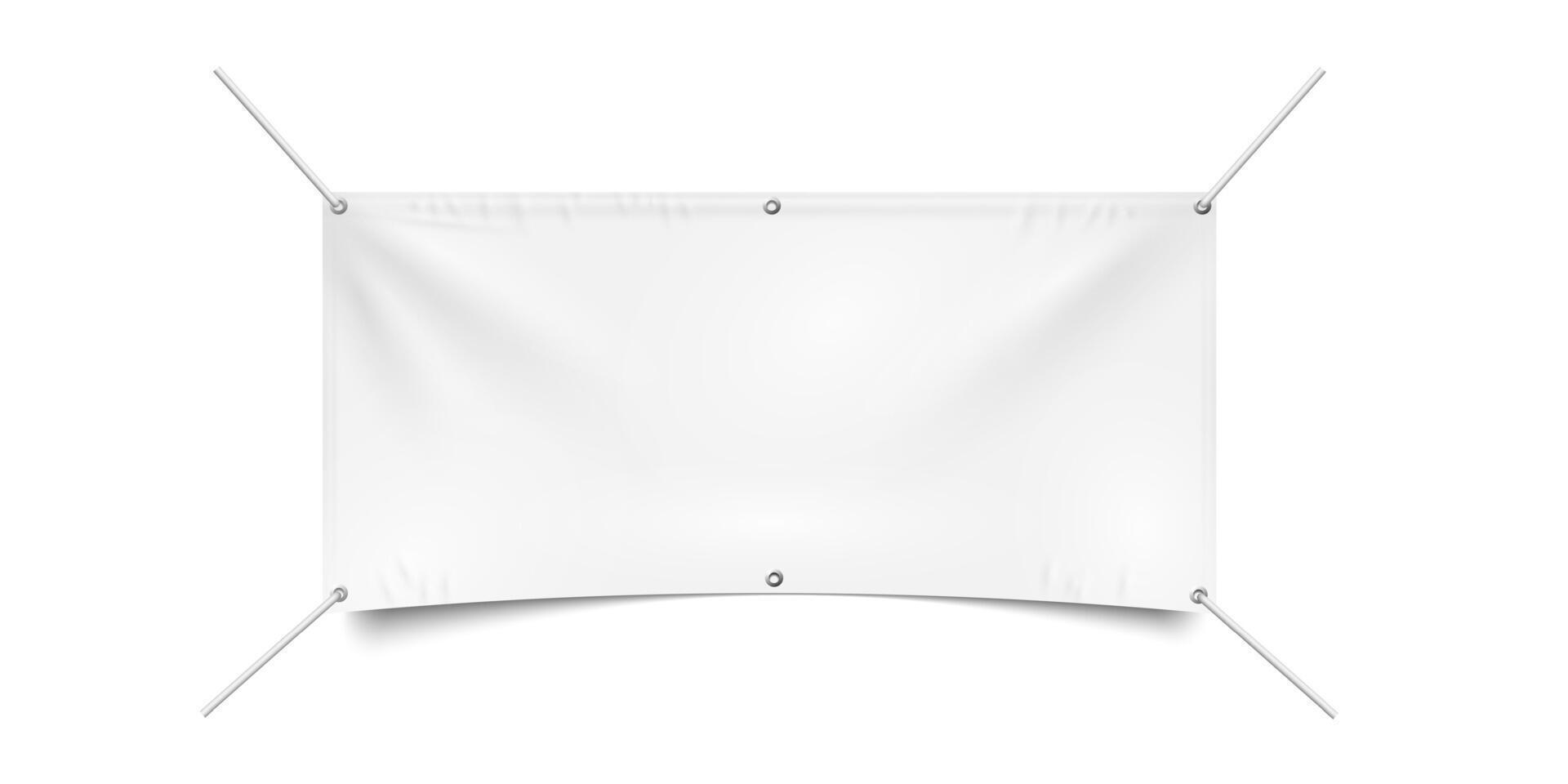 Hanging white textile banner,fabric banner vector