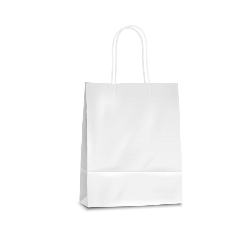 White shopping paper bag with handles vector