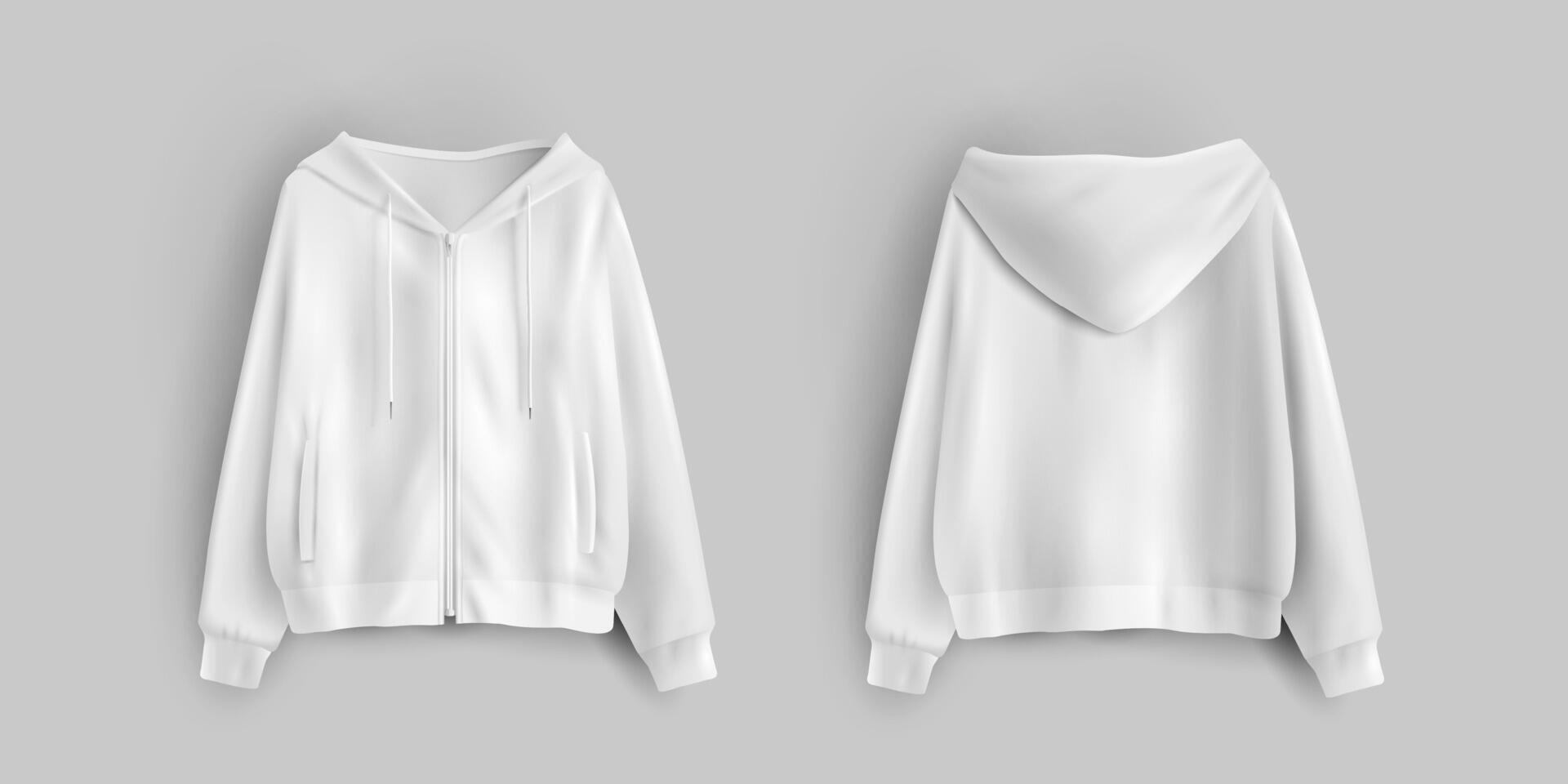 White hoodie front and back views vector