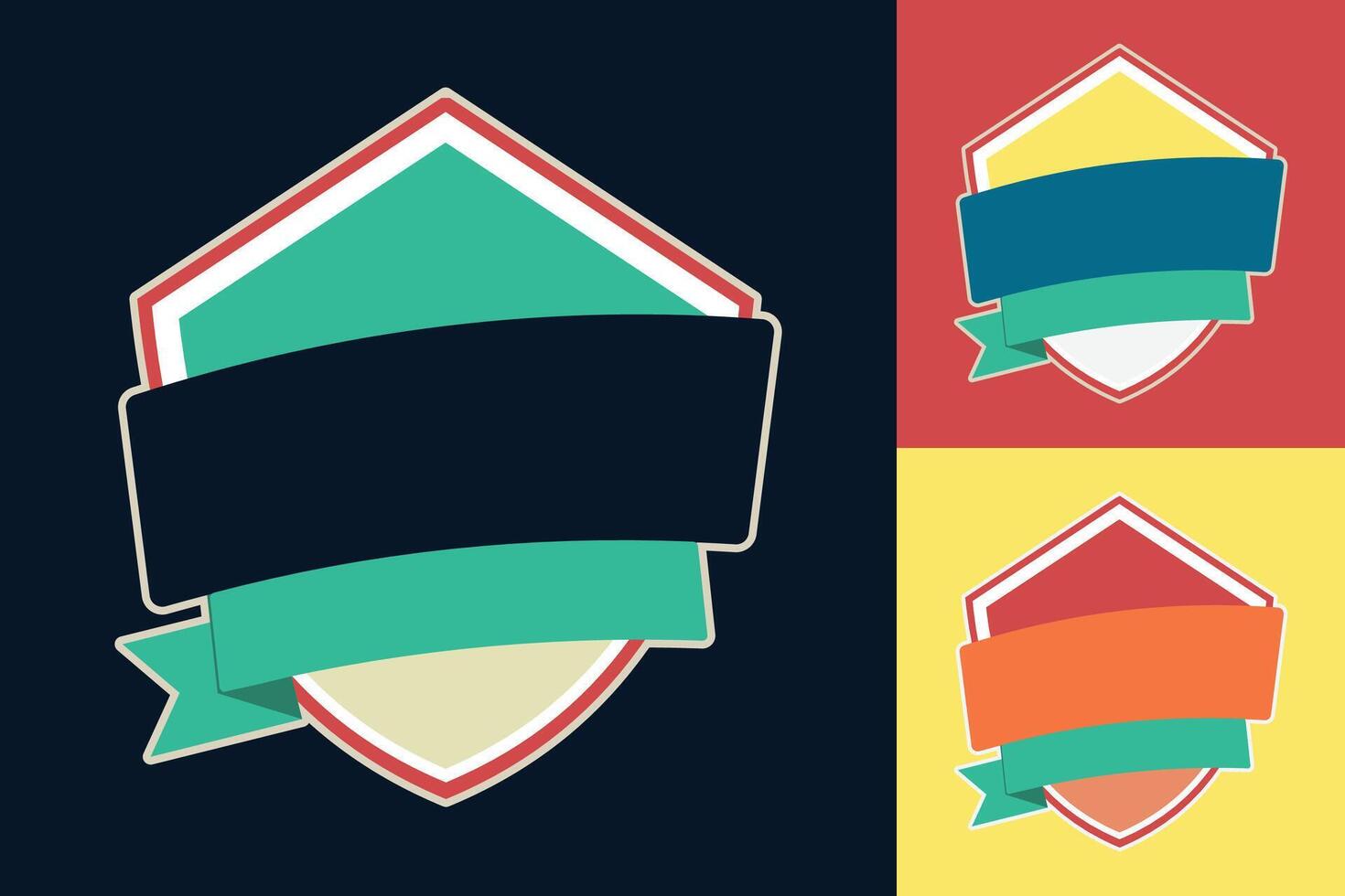 Four different colored badges with a ribbon on each vector