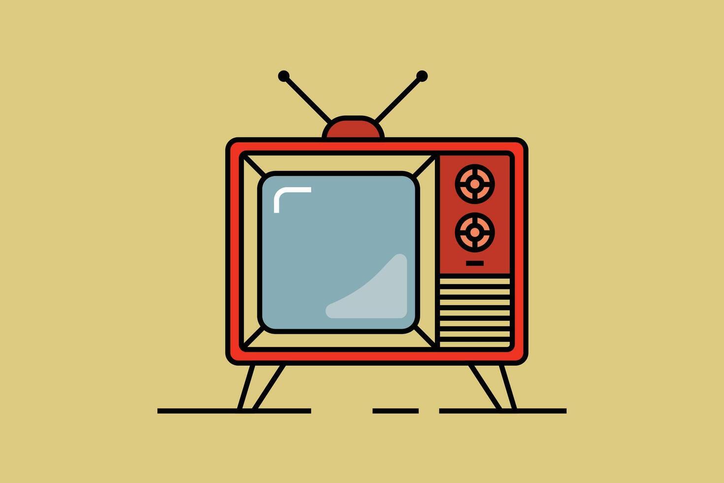 An old television with a red and white background vector