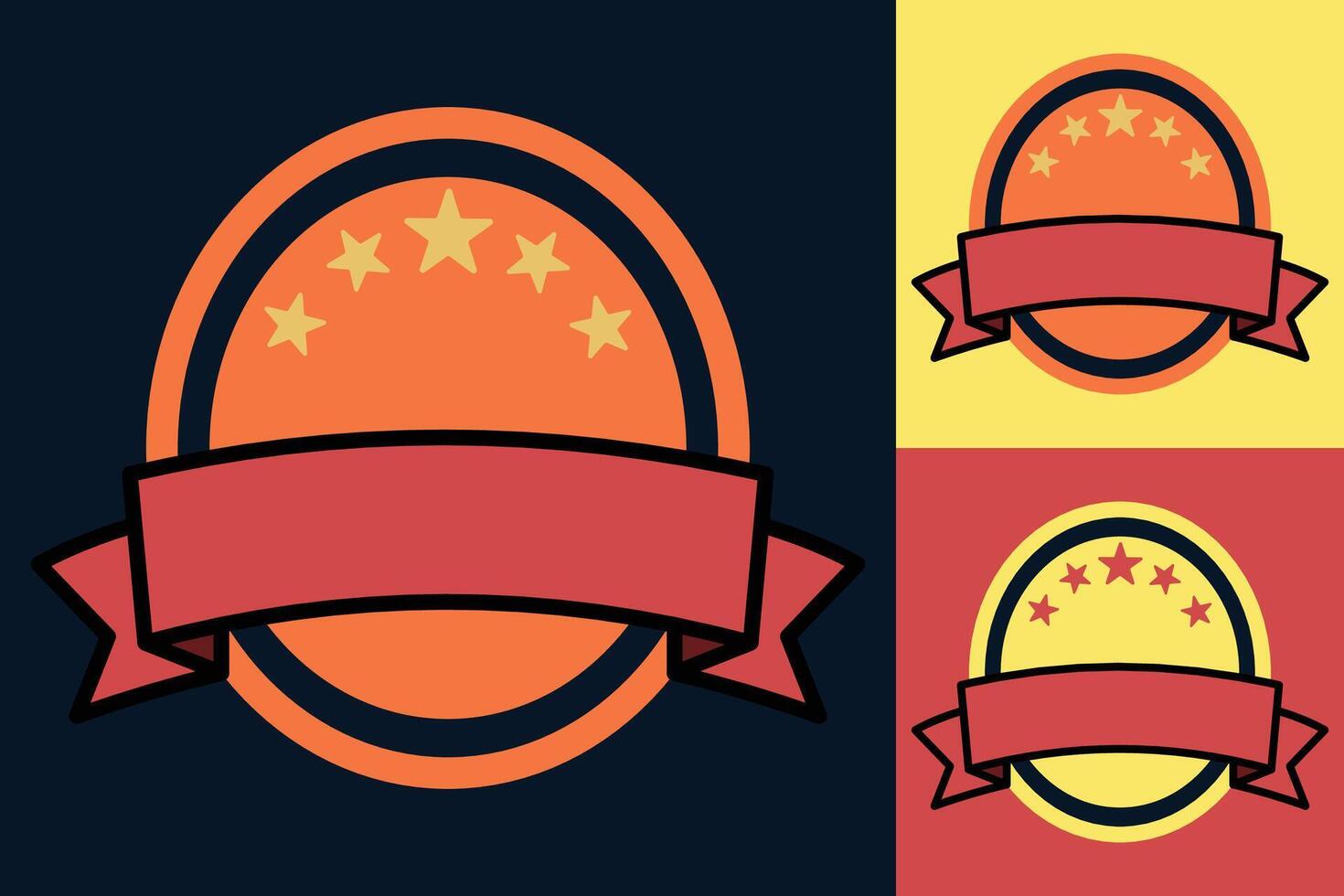 Four different colored badges with stars on them vector