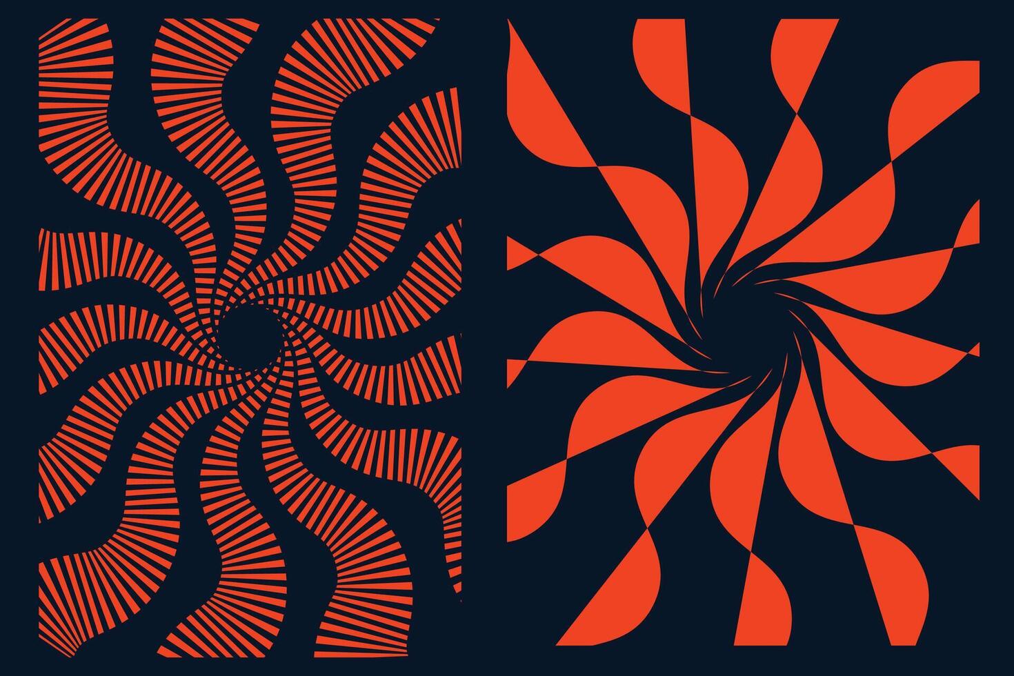 A set of four different designs with orange and black lines vector