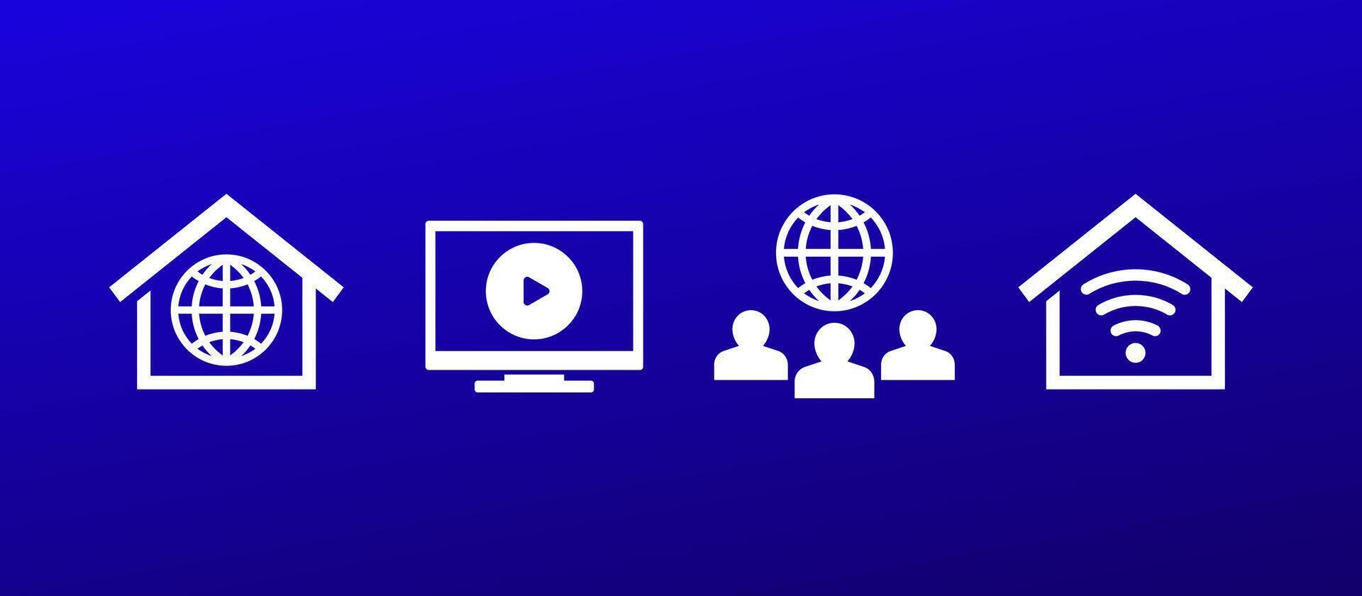 home network and smart tv icons, vector