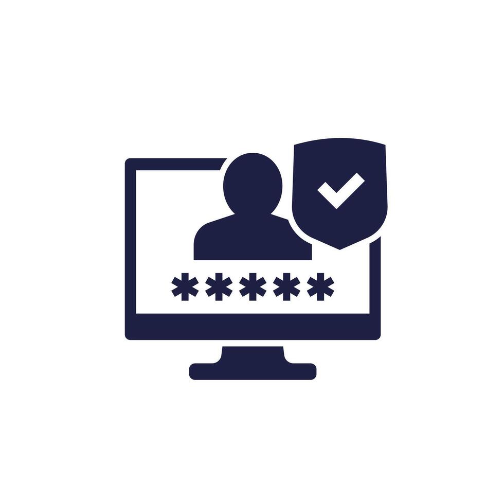 secure login, access password icon on white vector