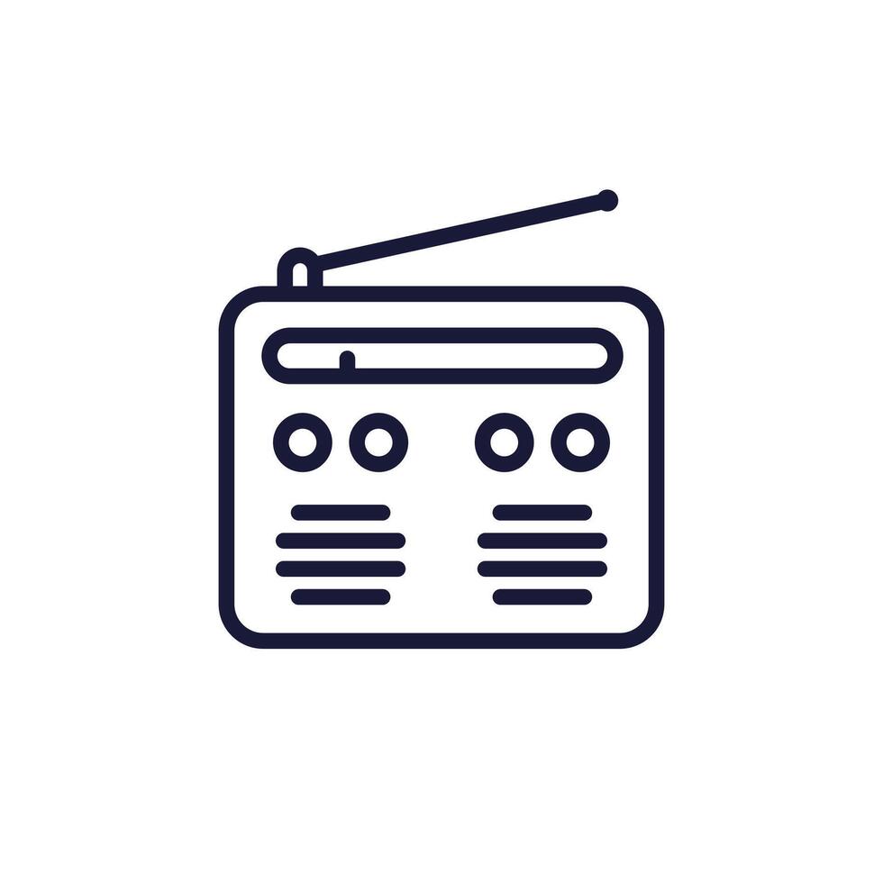 Radio icon on white, FM tuner line vector