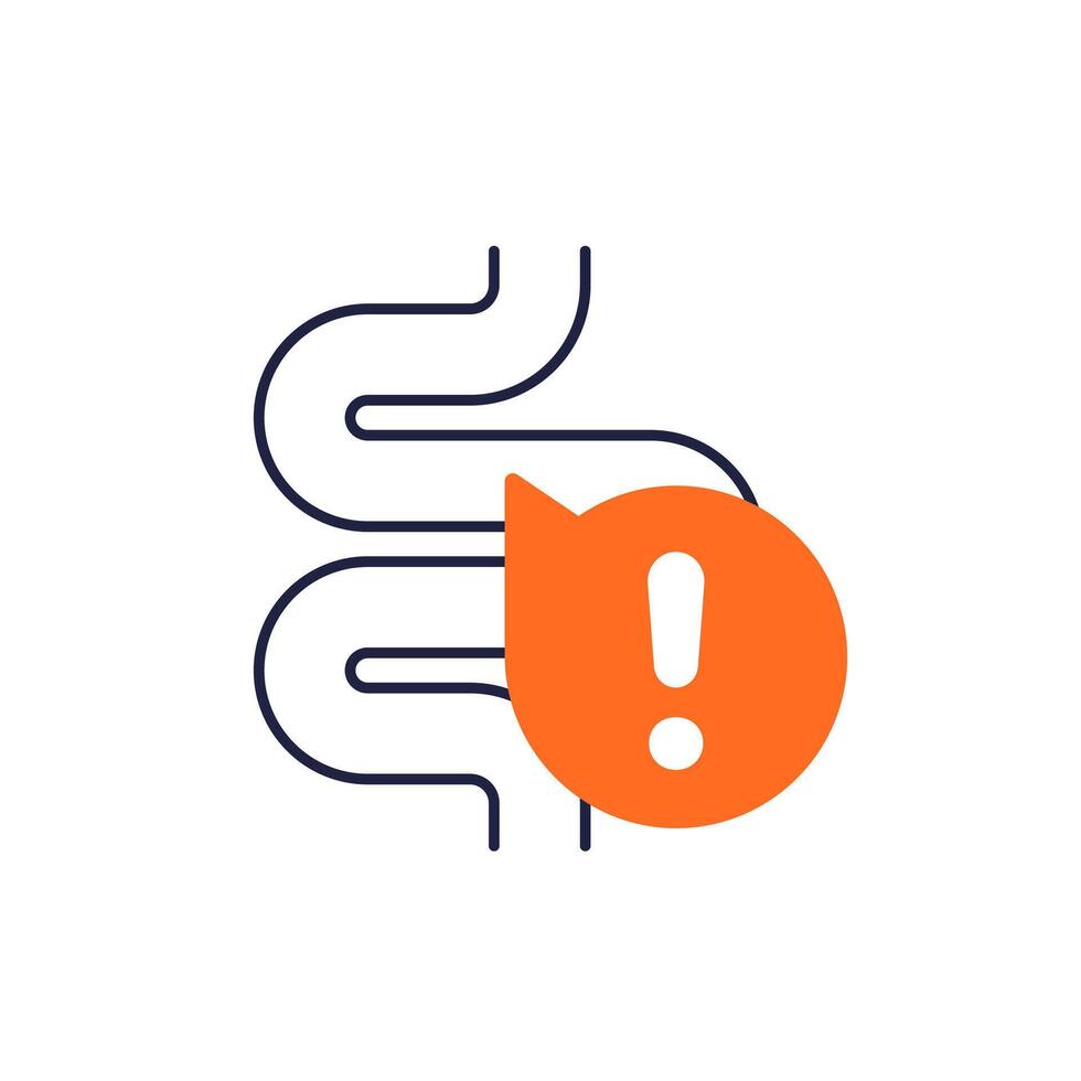 constipation in bowel icon on white vector