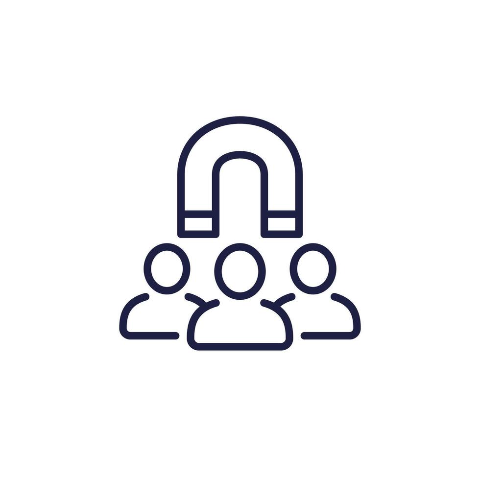 retention line icon, magnet and users vector