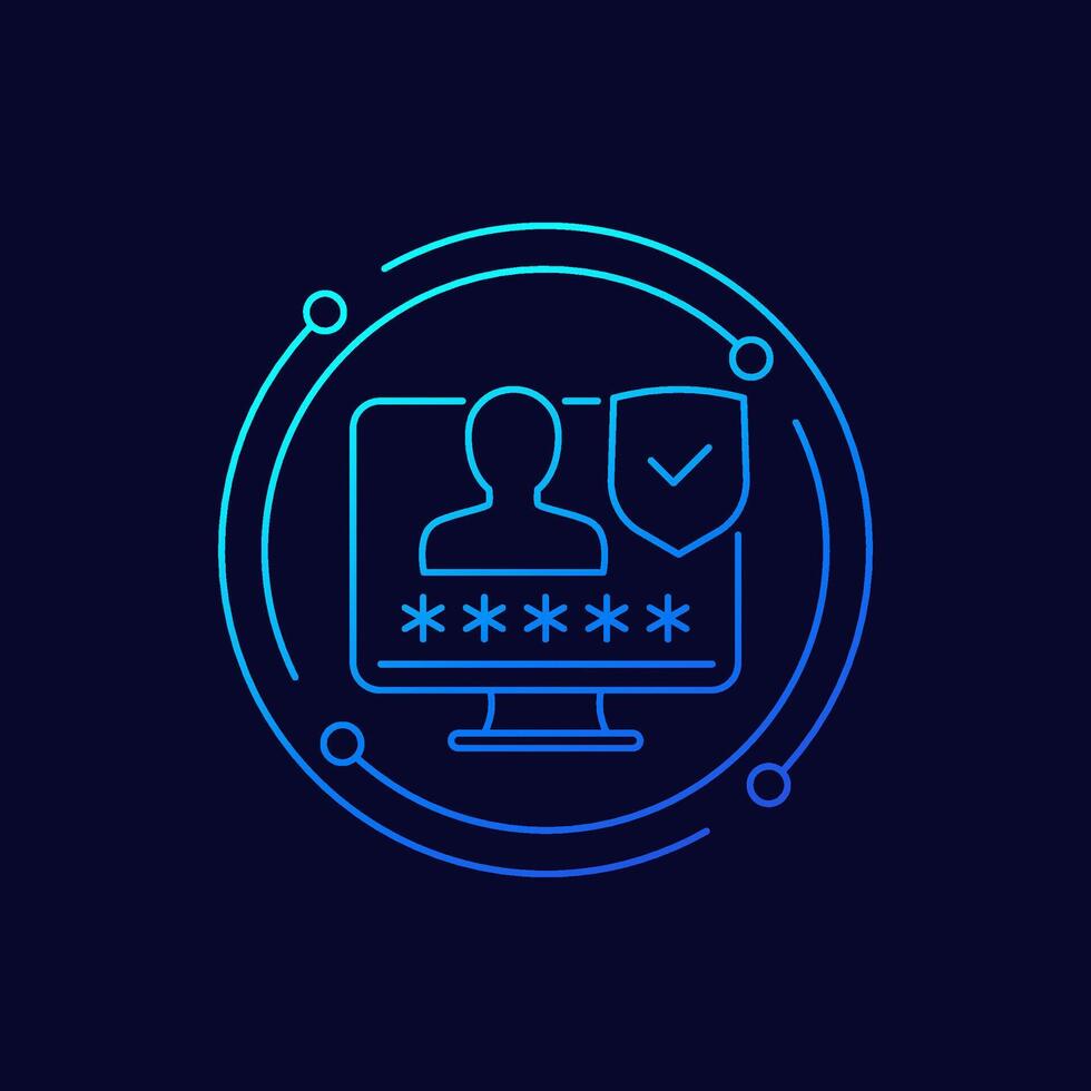 secure login, access with password icon, linear design vector