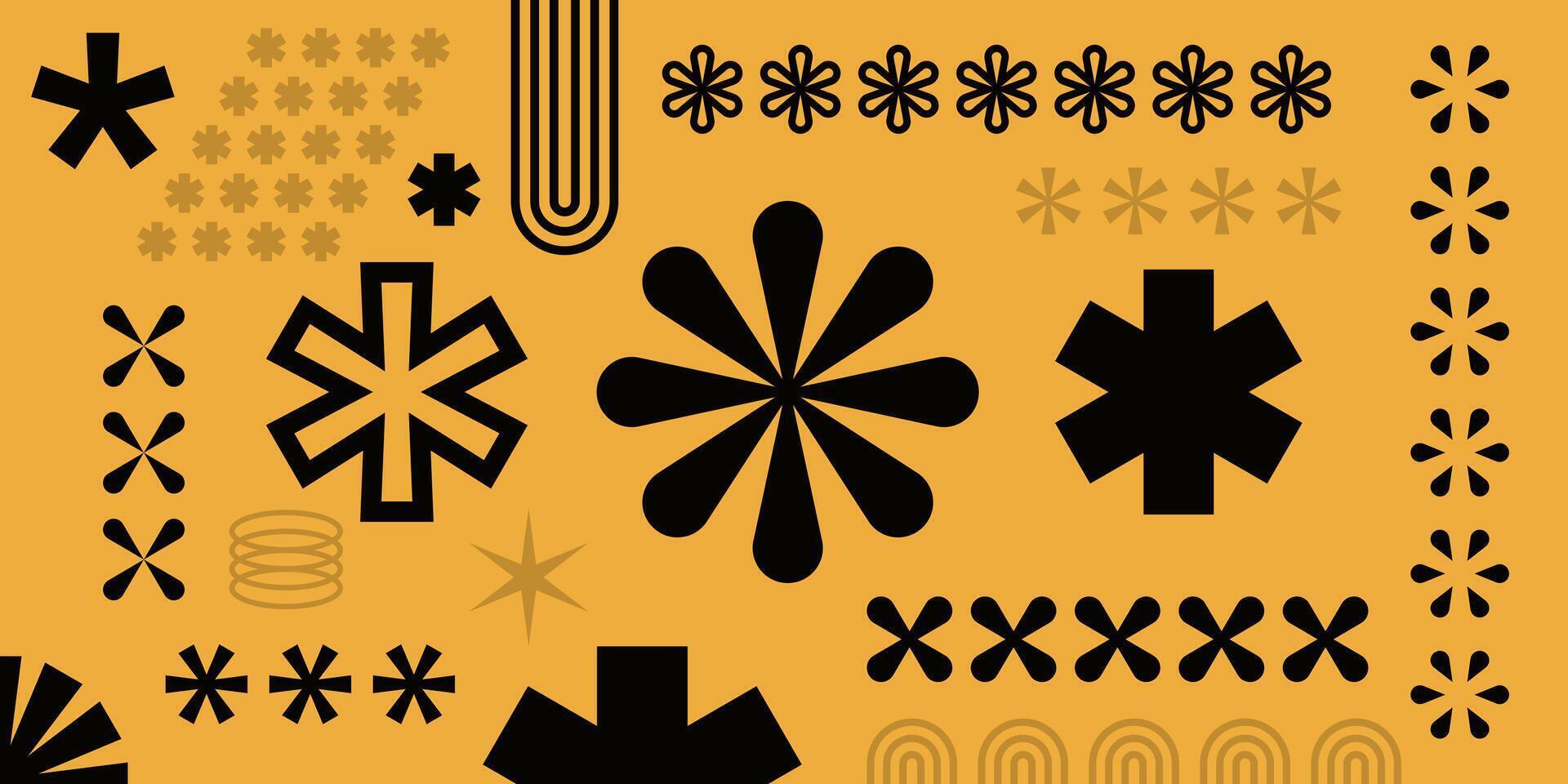 asterisks icons, geometric abstract shapes, design elements vector