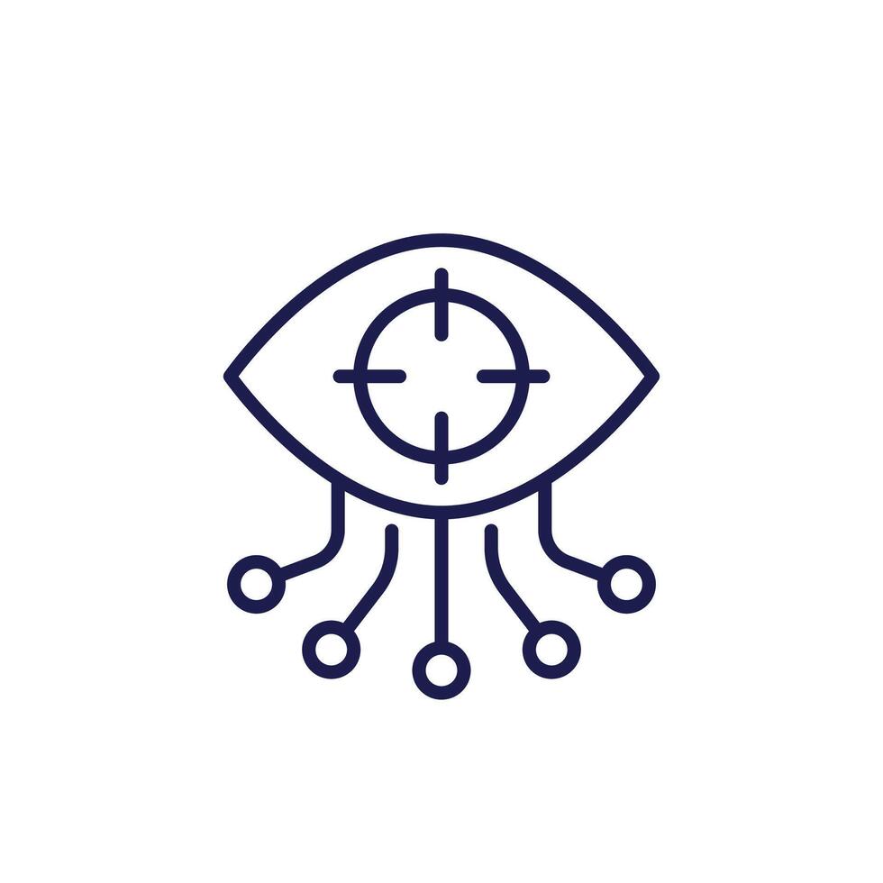 Computer vision line icon with eye on white vector