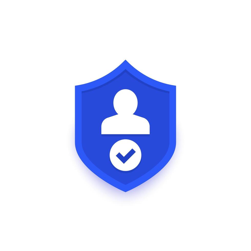 user protection icon with a shield and checkmark vector