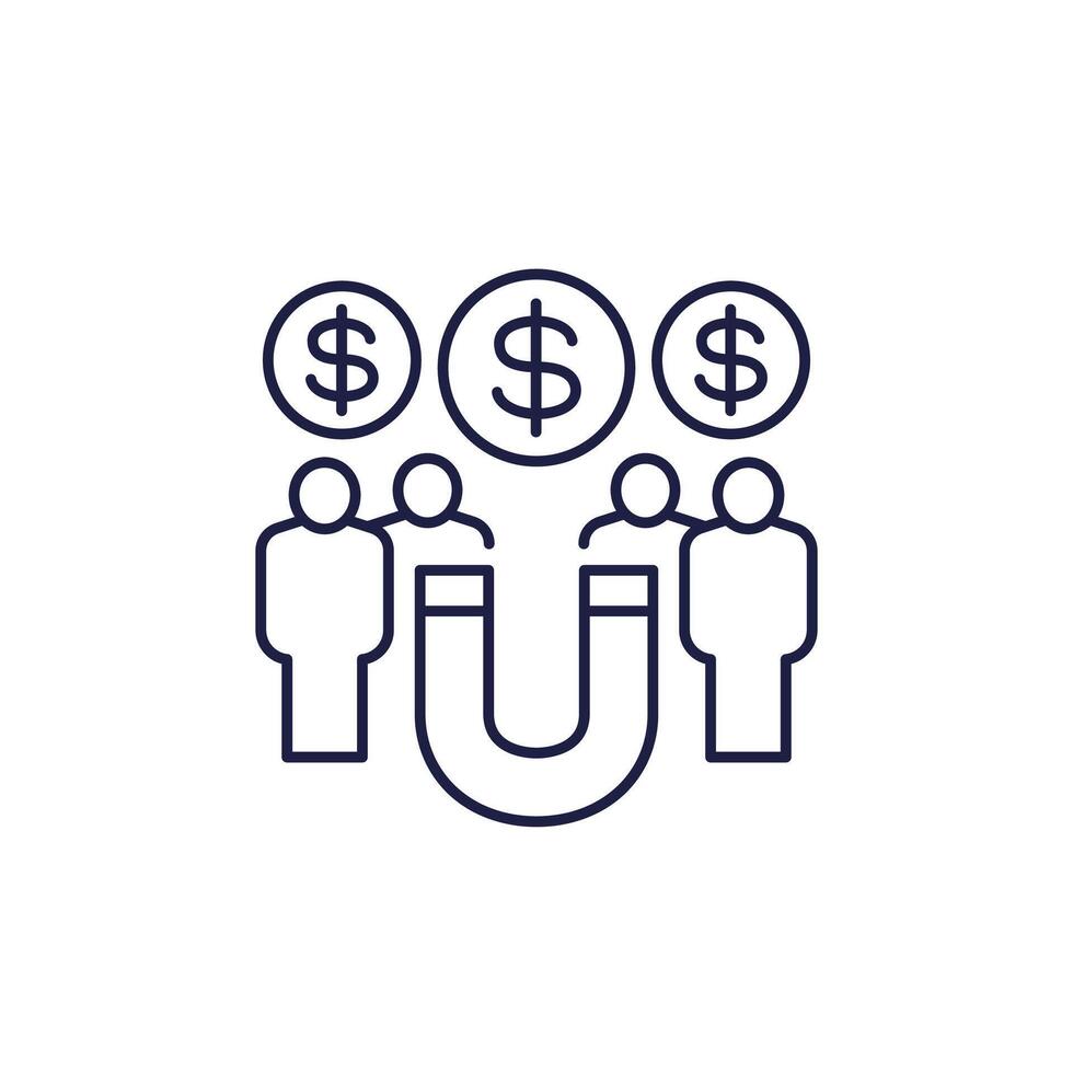 retention icon with users, line vector