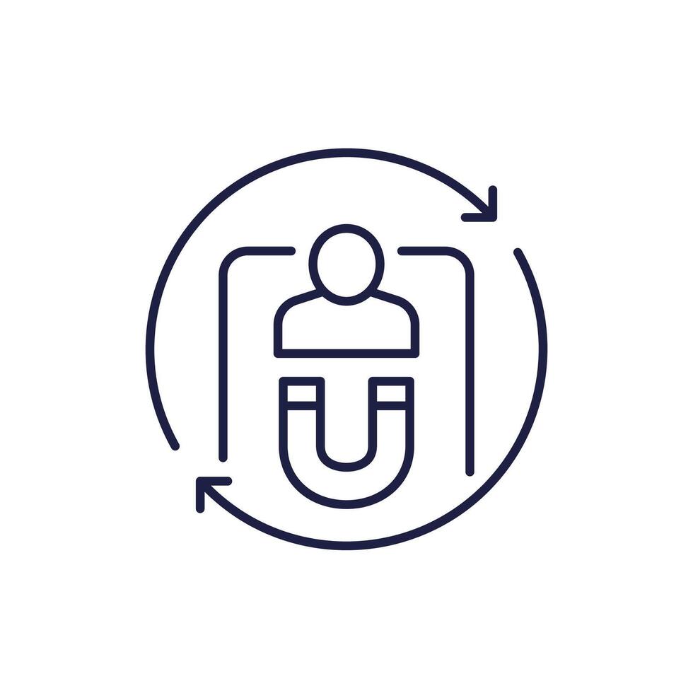 retention icon with magnet, line vector
