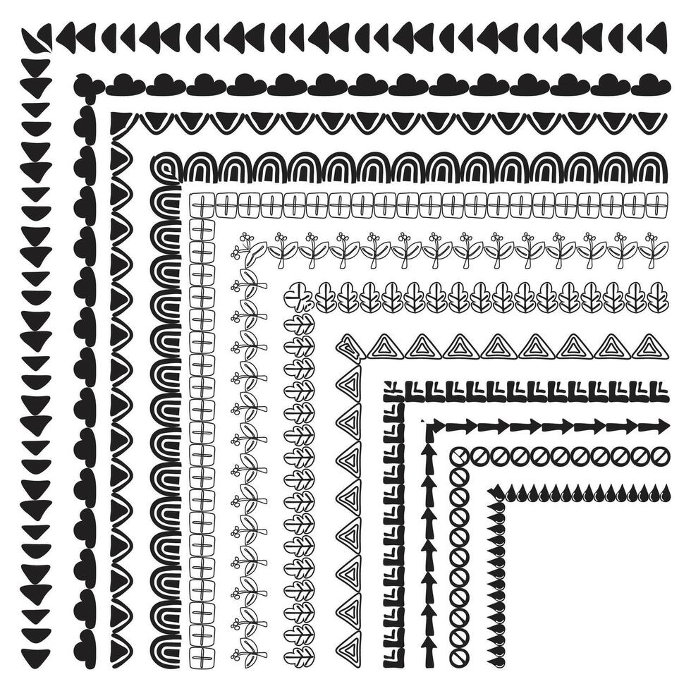 Hand Drawn Seamless Border Dividers. vector
