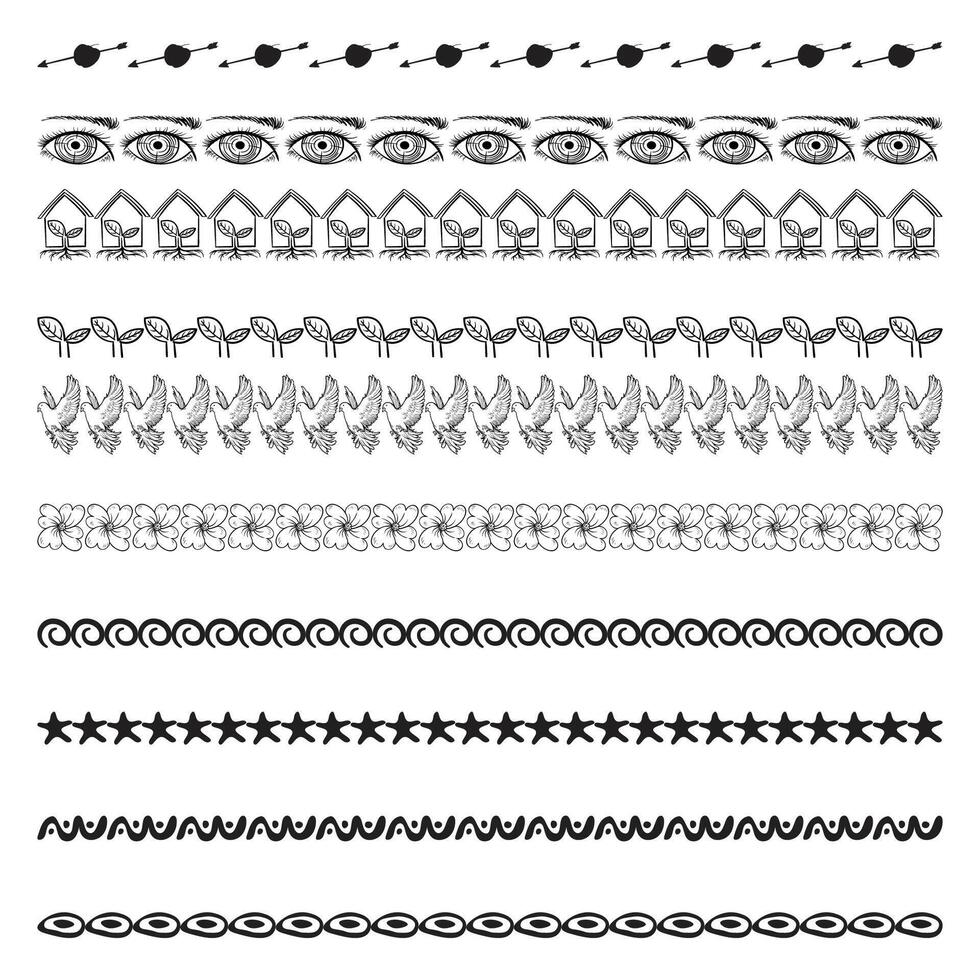 Ornamental Border Set for Decoration vector