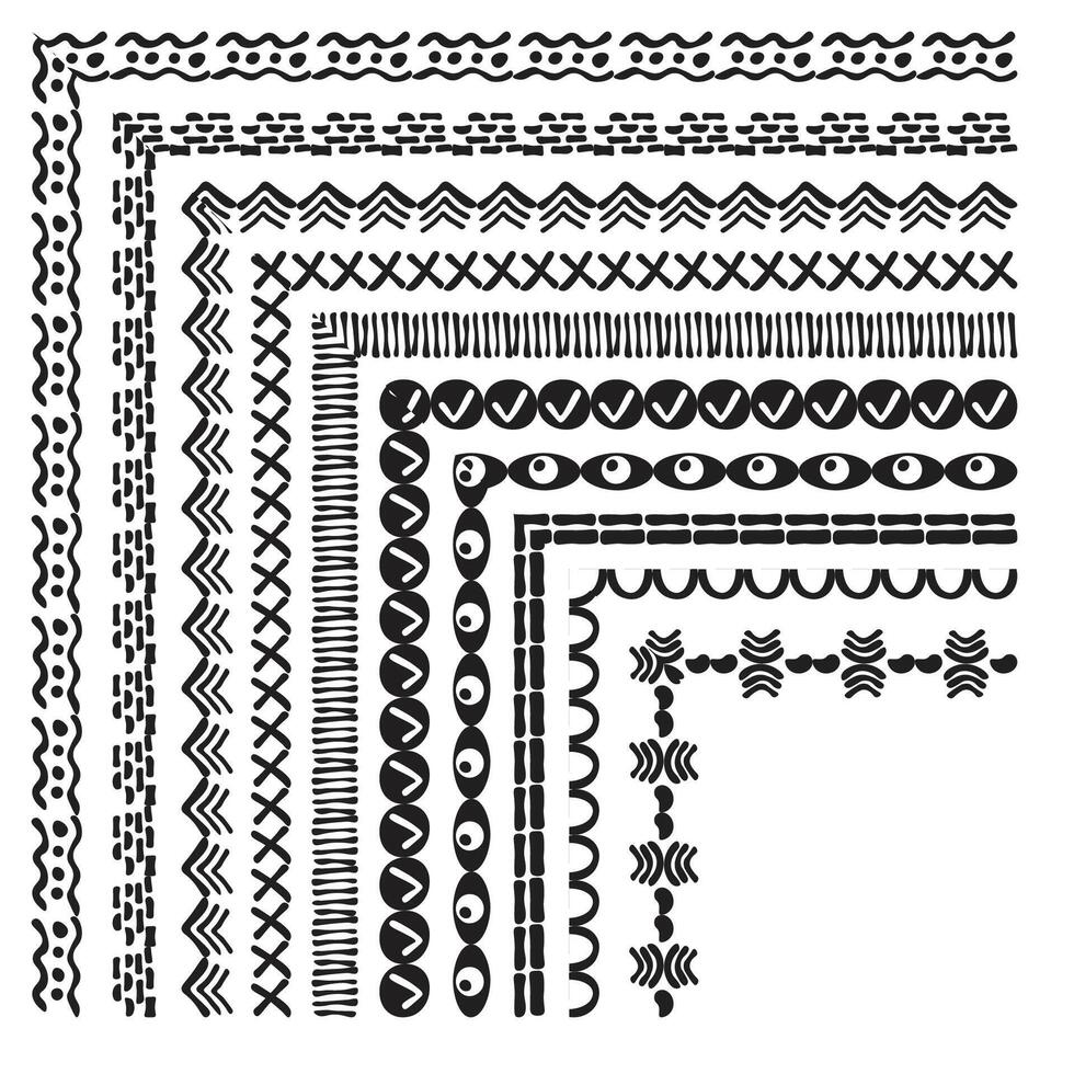Black and White Decorative Pattern Borders line art vector