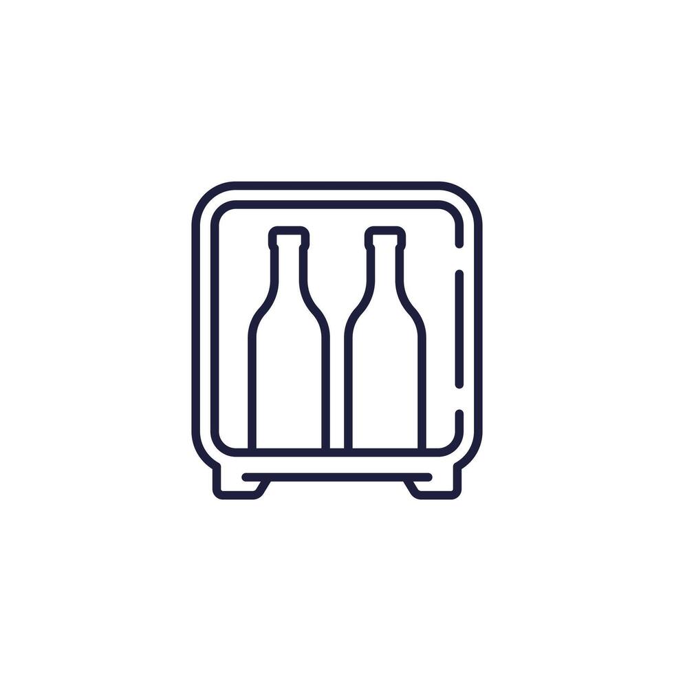 minibar icon, fridge with wine line vector