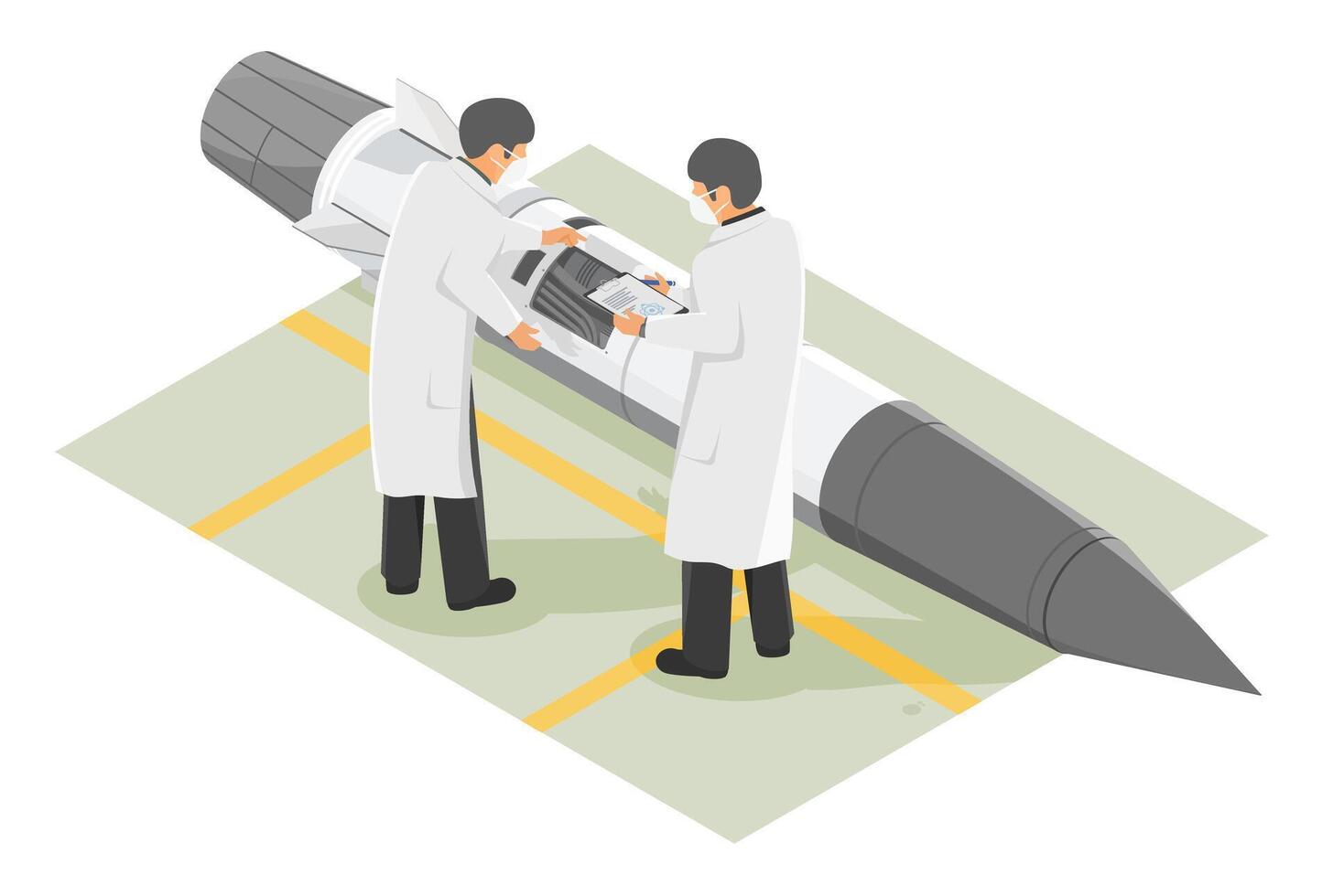 Scientists working on a rocket vector
