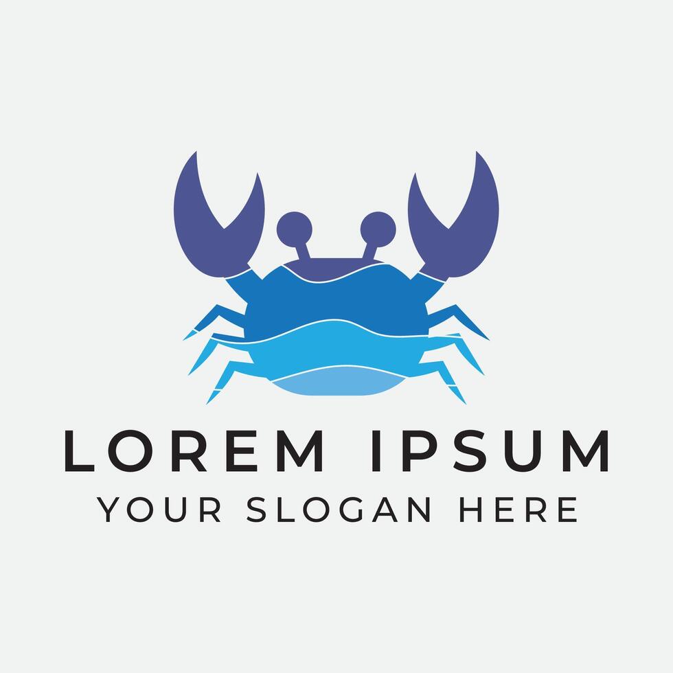 Blue crab logo design template vector