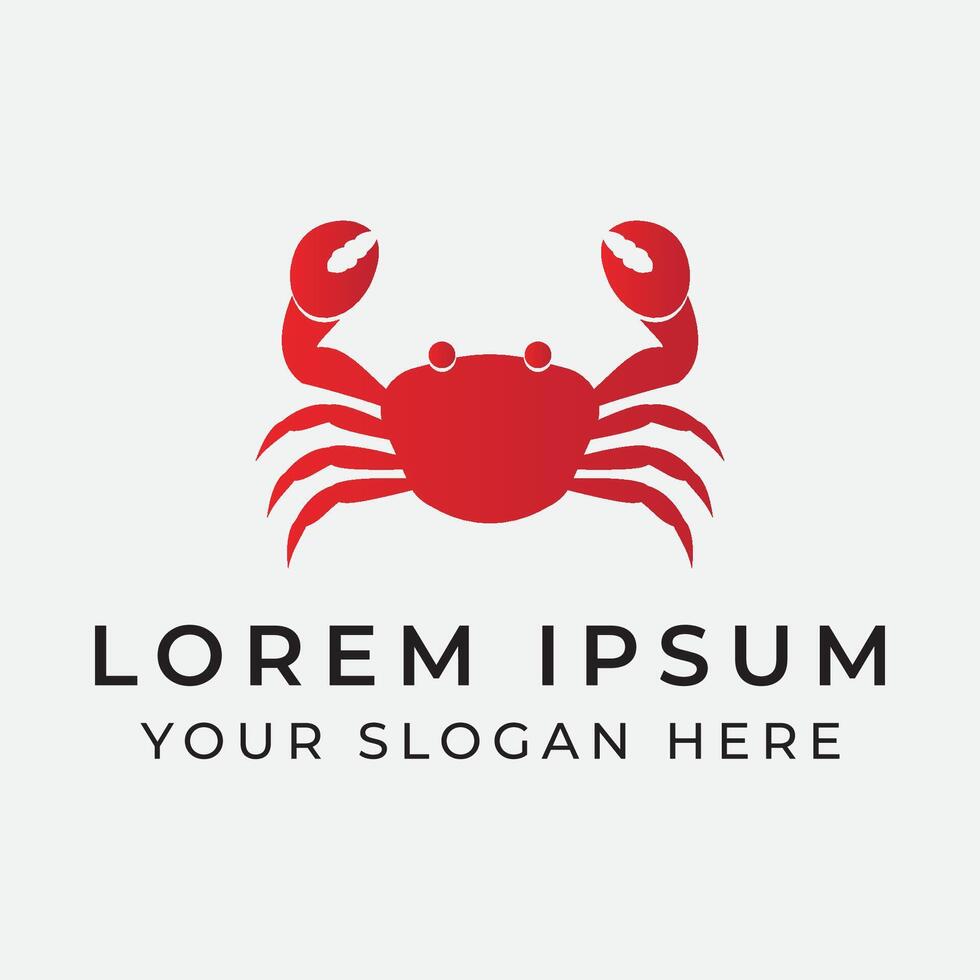 A crab logo design with red color vector