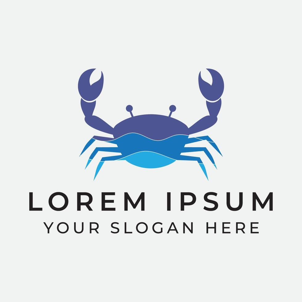 Blue crab logo template, illustration vector