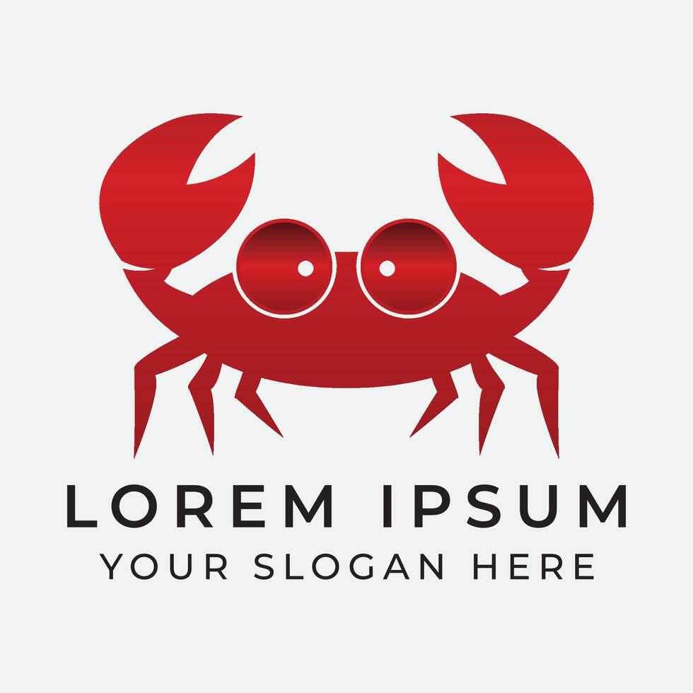 A crab logo with a red face and eyes vector