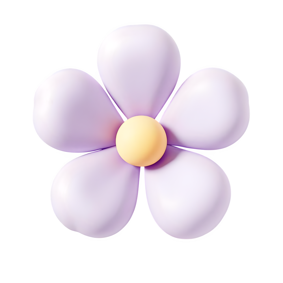 Cute purple flower 3d render isolated on transparent background png