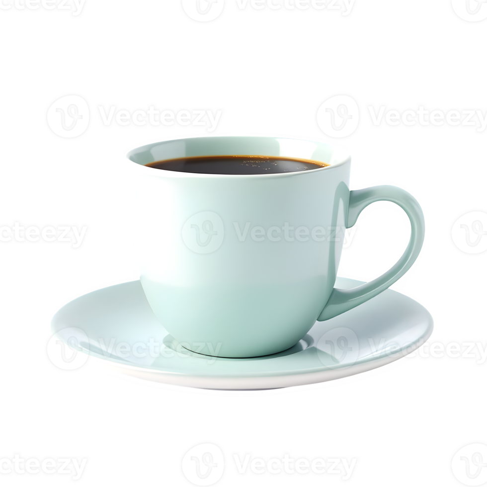 Light green coffee cup and saucer isolated on transparent background png