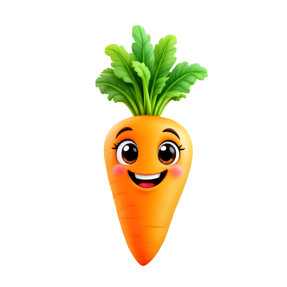 A Happy cartoon carrot character isolated on transparent background png