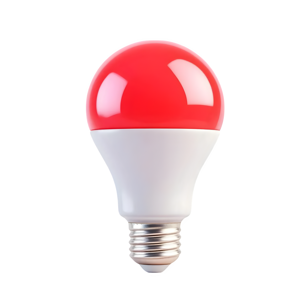 Red and white led light bulb isolated on transparent background png