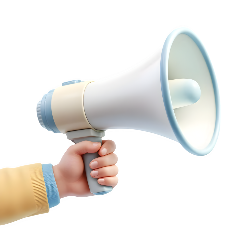 Cartoon Hand with Megaphone Shouting Illustration on Transparent Background png