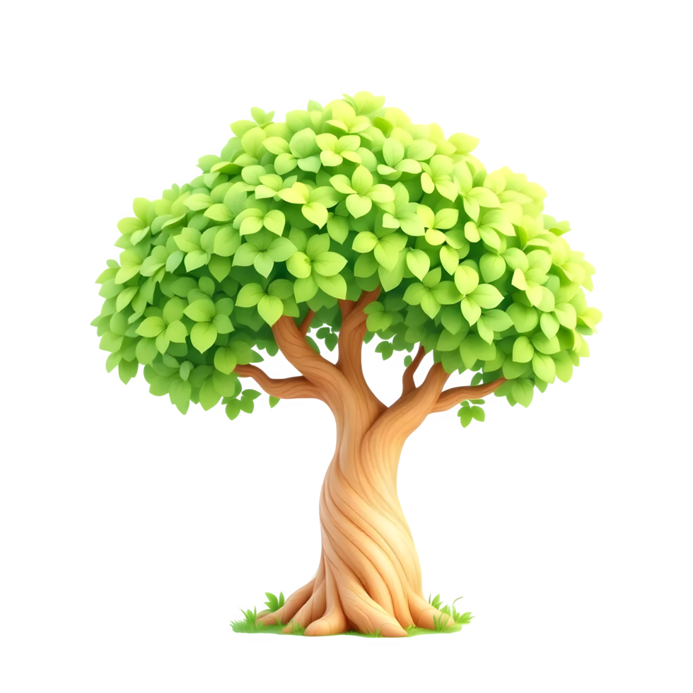 Cartoon tree with lush green leaves isolated on transparent background png
