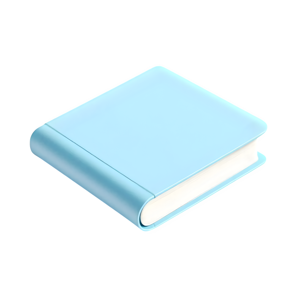 Light blue closed book mockup isolated on transparent background png