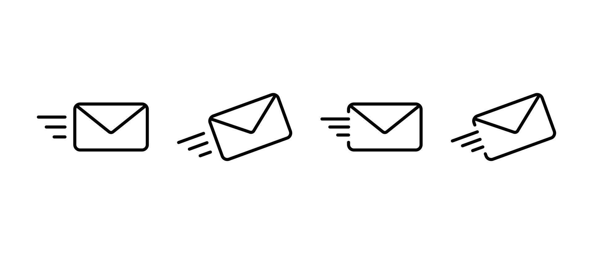 Send message outline icon set. Email, mail envelope sign symbol vector