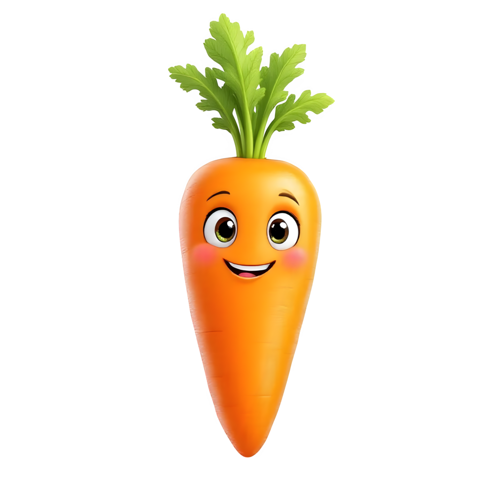 Happy cartoon carrot character isolated on transparent background png