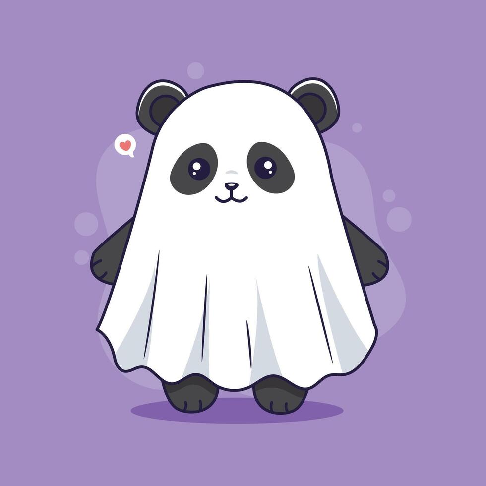A cute panda dressed as a ghost for Halloween vector