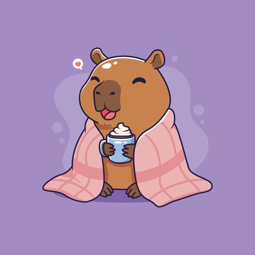 Cartoon capybara with a drink vector