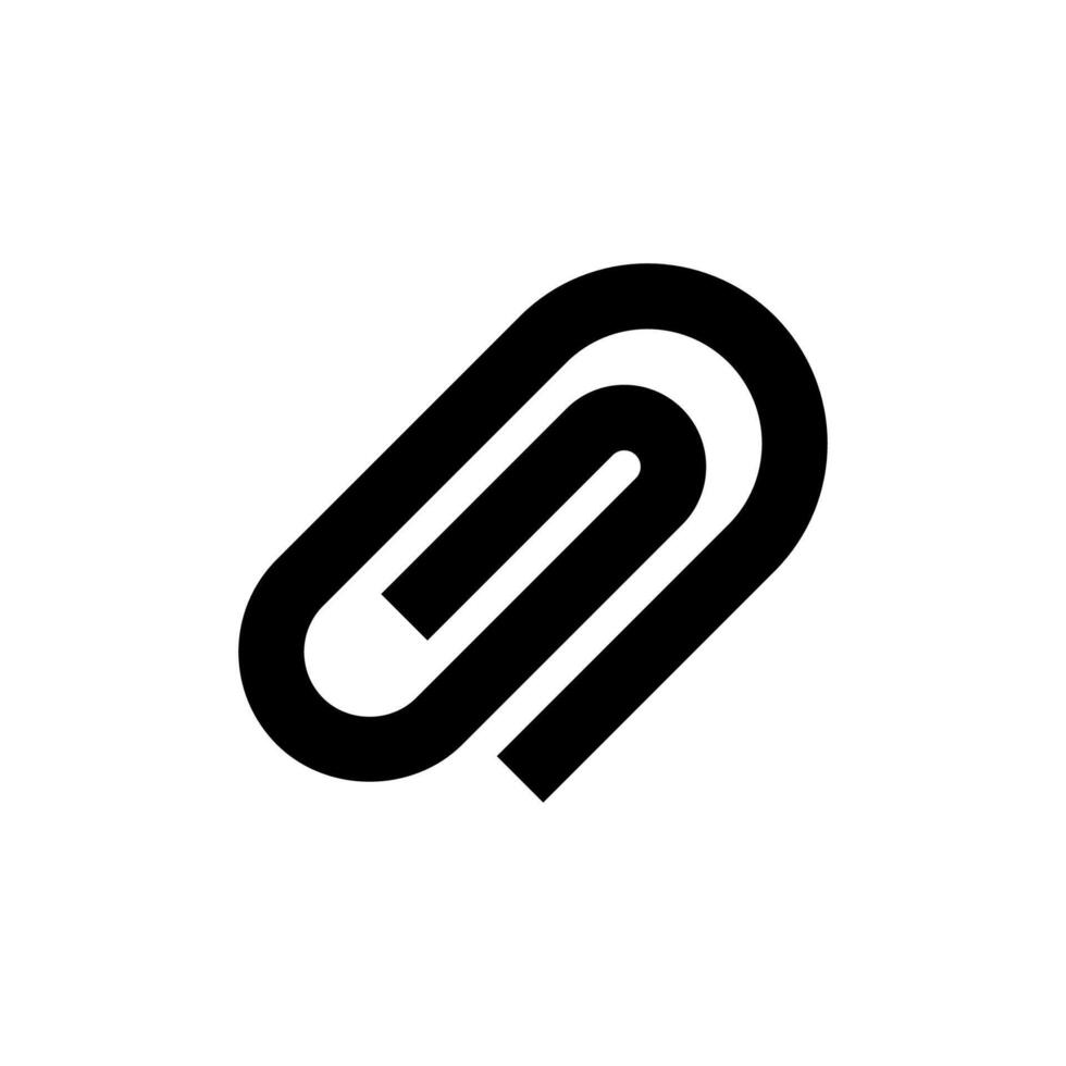 A black and white image of a paper clip vector