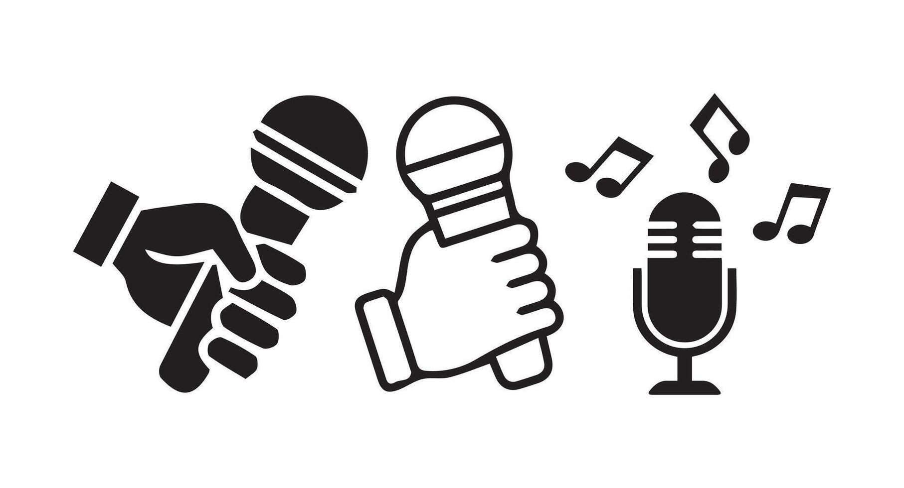 Podcast microphone line art. web and mobile icons. illustration eps 10 vector