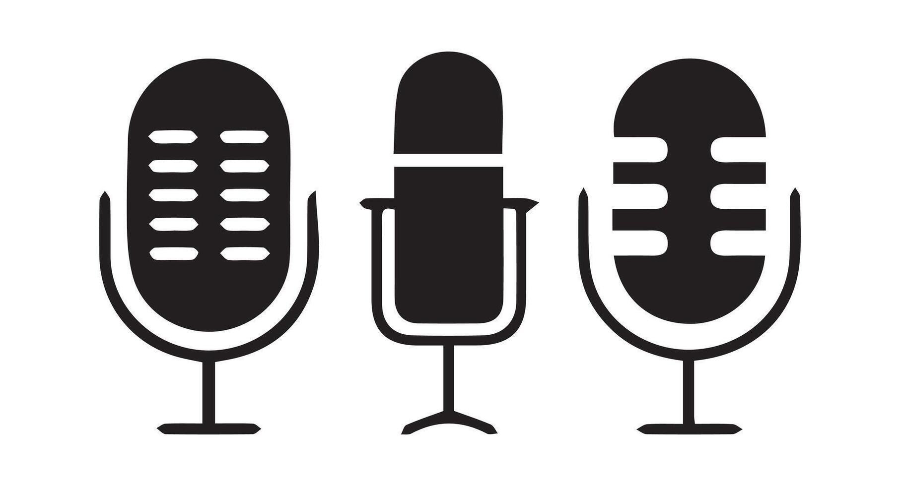 Different variant podcast microphone. Karaoke mic web and mobile app icon. illustration eps 10 vector