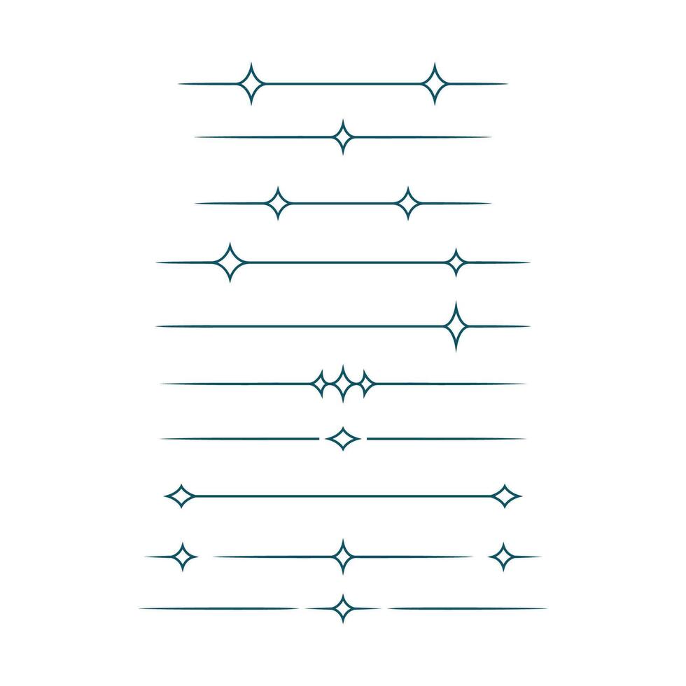 Minimalist Sparkle stars Line divider collection vector